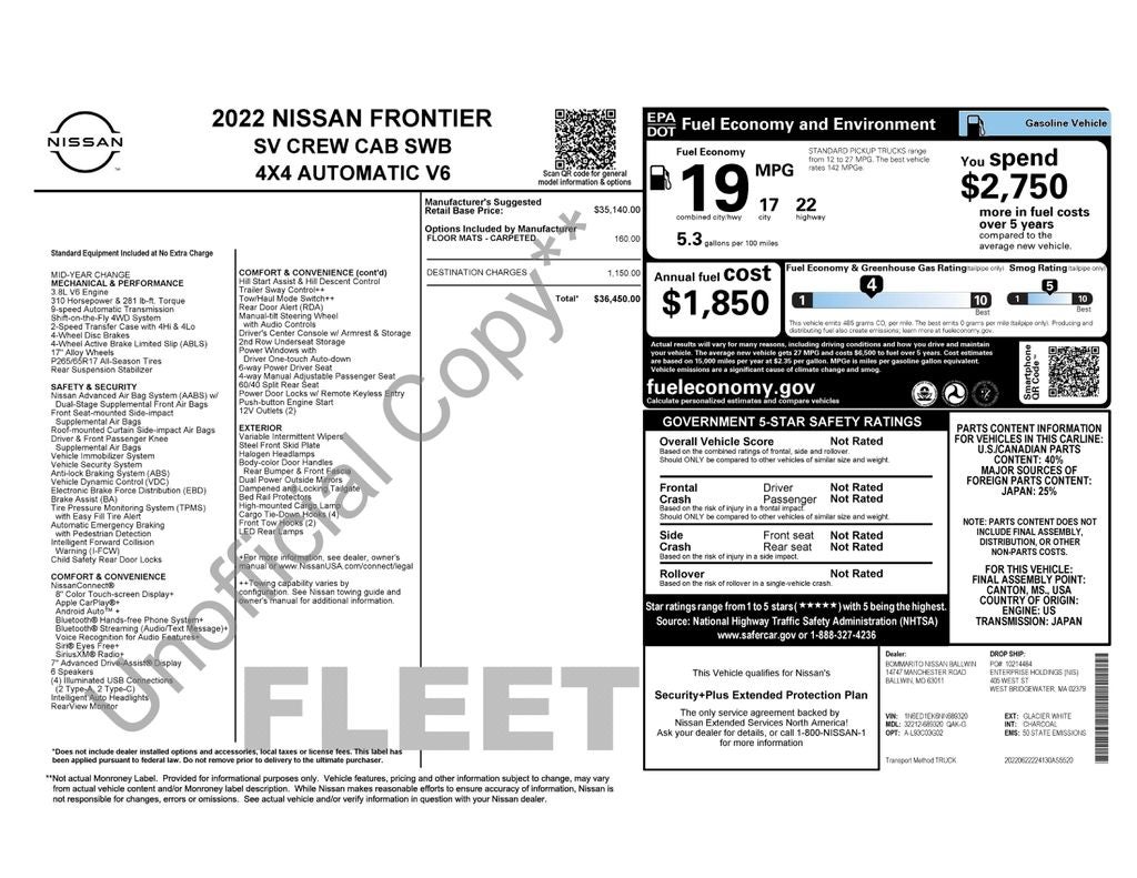 2022 Nissan Frontier SV
