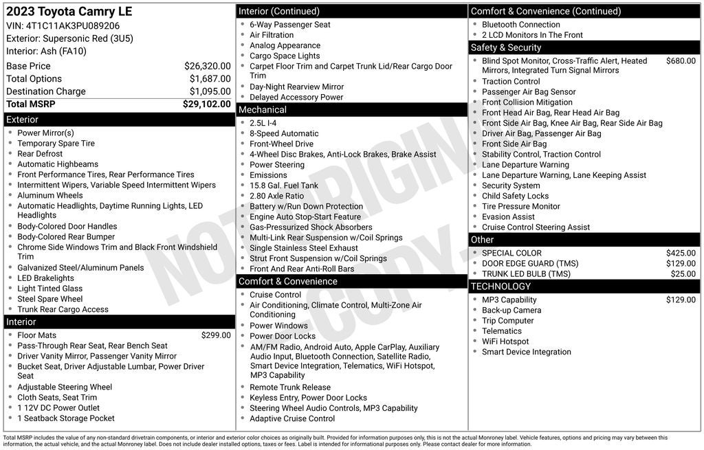 2023 Toyota CAMRY LE