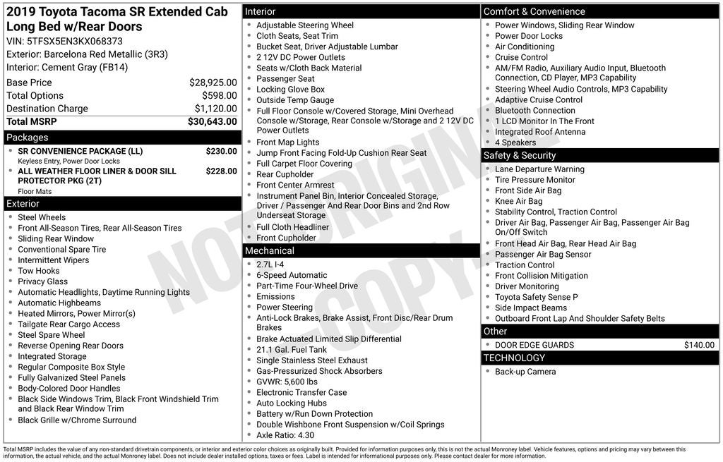 2019 Toyota Tacoma SR