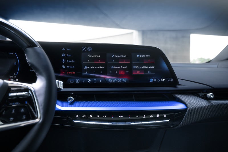 The 2026 OPTIQ-V Display Screen Displaying the V-Mode Settings | Fitzgerald Cadillac Annapolis in Annapolis MD