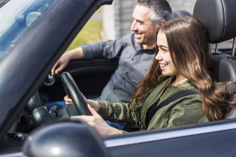 Woman driving a car